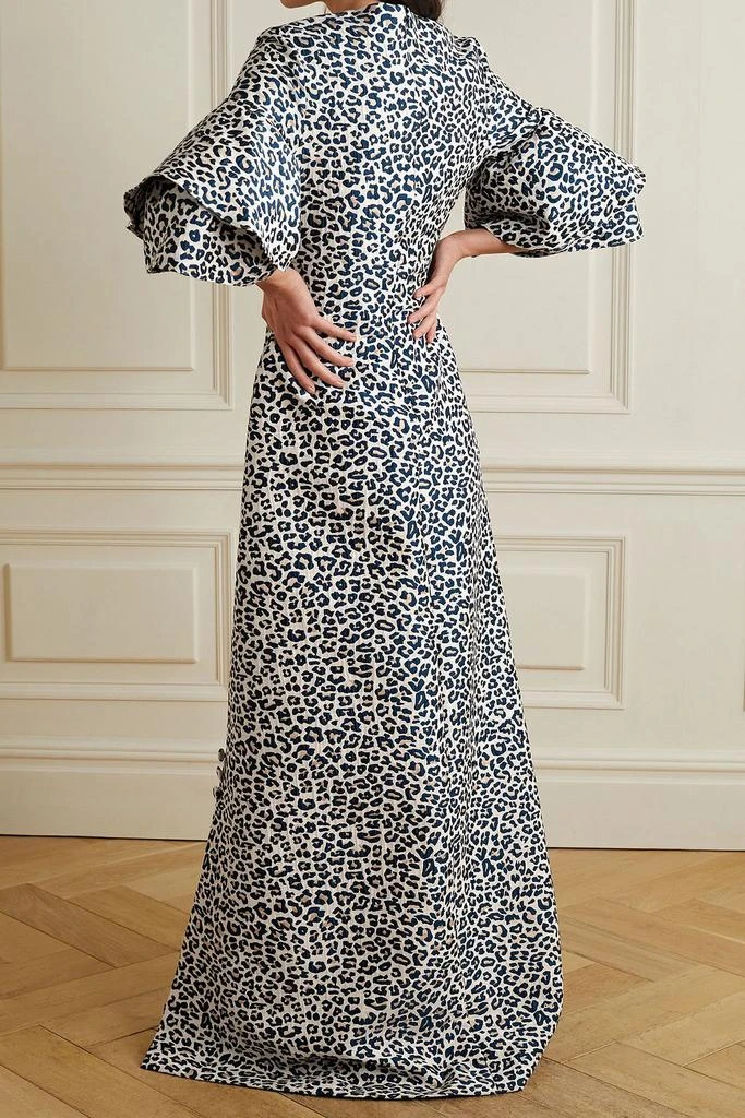 REEM ACRA Metallic leopard-jacquard gown 3