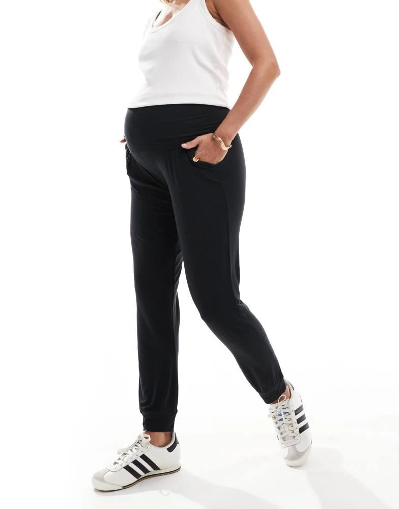 Mama.licious Mamalicious Maternity super soft over the bump lounge trousers in black 3