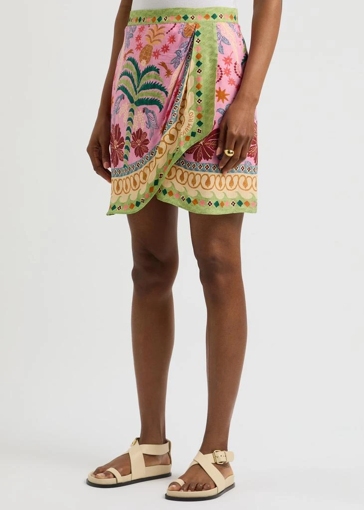 Farm Rio Fruits Queen printed satin mini skirt 2