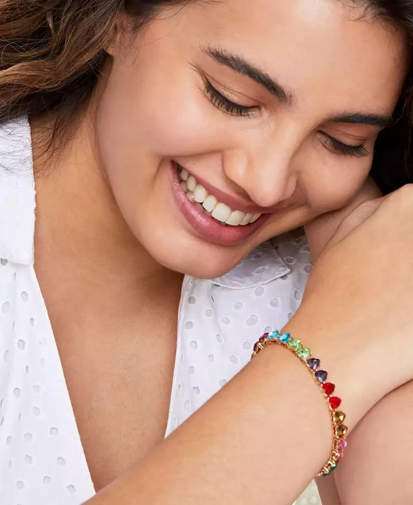 On 34th Gold-Tone Heart Stone Flex Tennis Bracelet, Created for Macy's 2