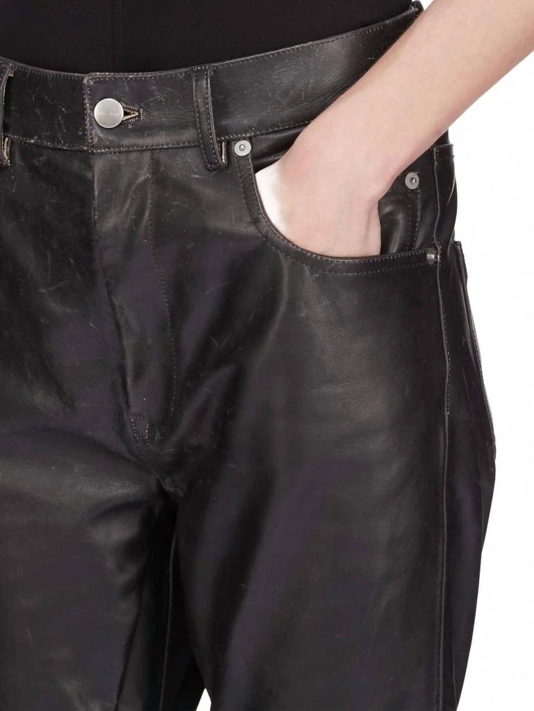 Rick Owens Pantaloni In Pelle Detroit Cut In Black 5