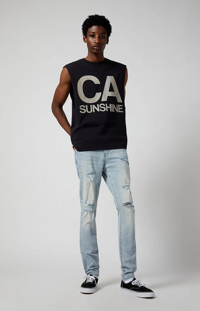 PacSun Stretch Light Indigo Stacked Skinny Ripped Jeans 2