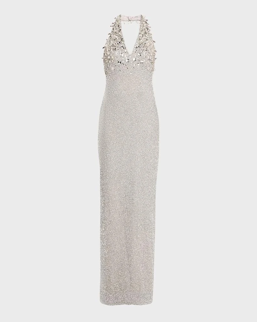 Pamella Roland Beaded Halter Gown with Crystal Embellishment 1