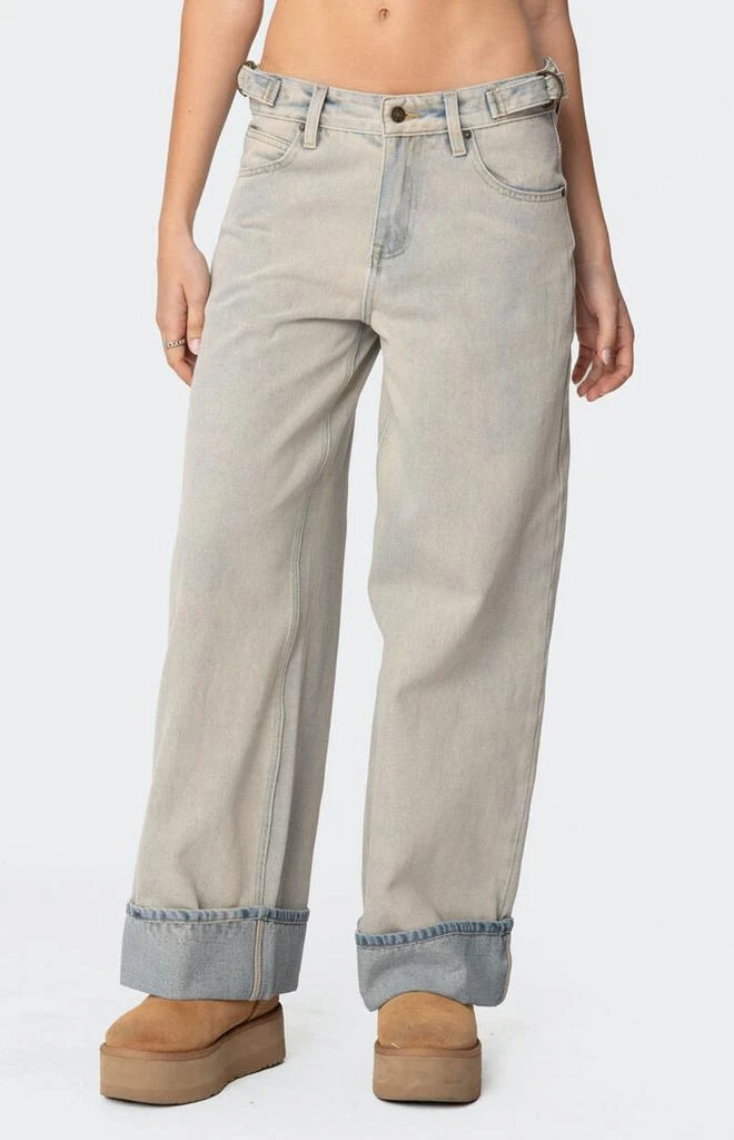 Edikted Double Belt Washed Low Rise Jeans 2