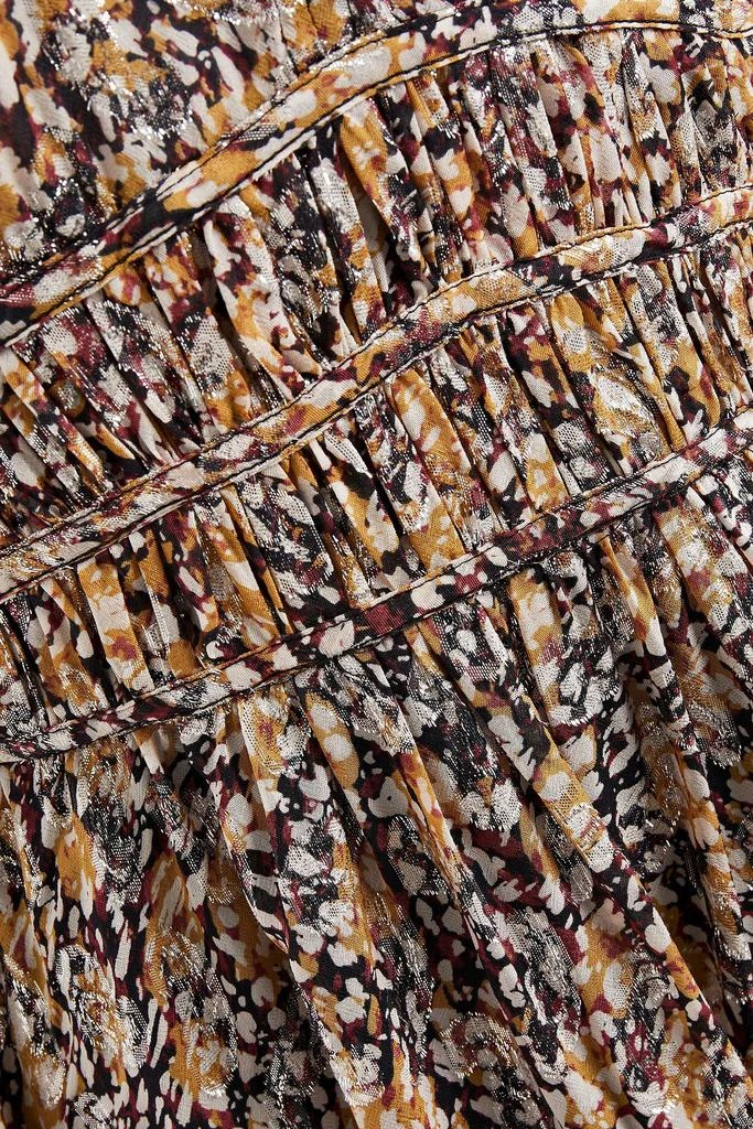 Maje Gathered printed metallic fil coupé dress 4