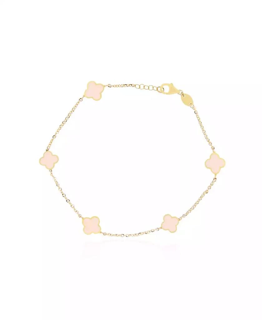 The Lovery Mini Pink Pearl Clover Bracelet 14K Gold