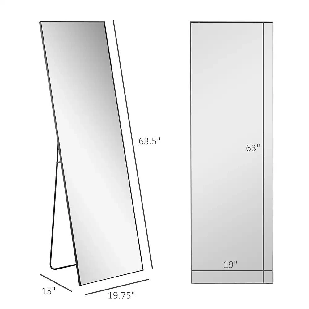 HOMCOM 62.5" Wall Hanging Full Length Mirror, Sding Bathroom Mirror, 2