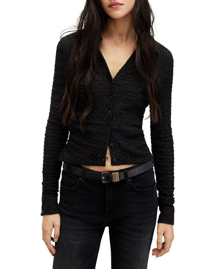 ALL SAINTS Connie Textured Weave Button Up Shirt 1