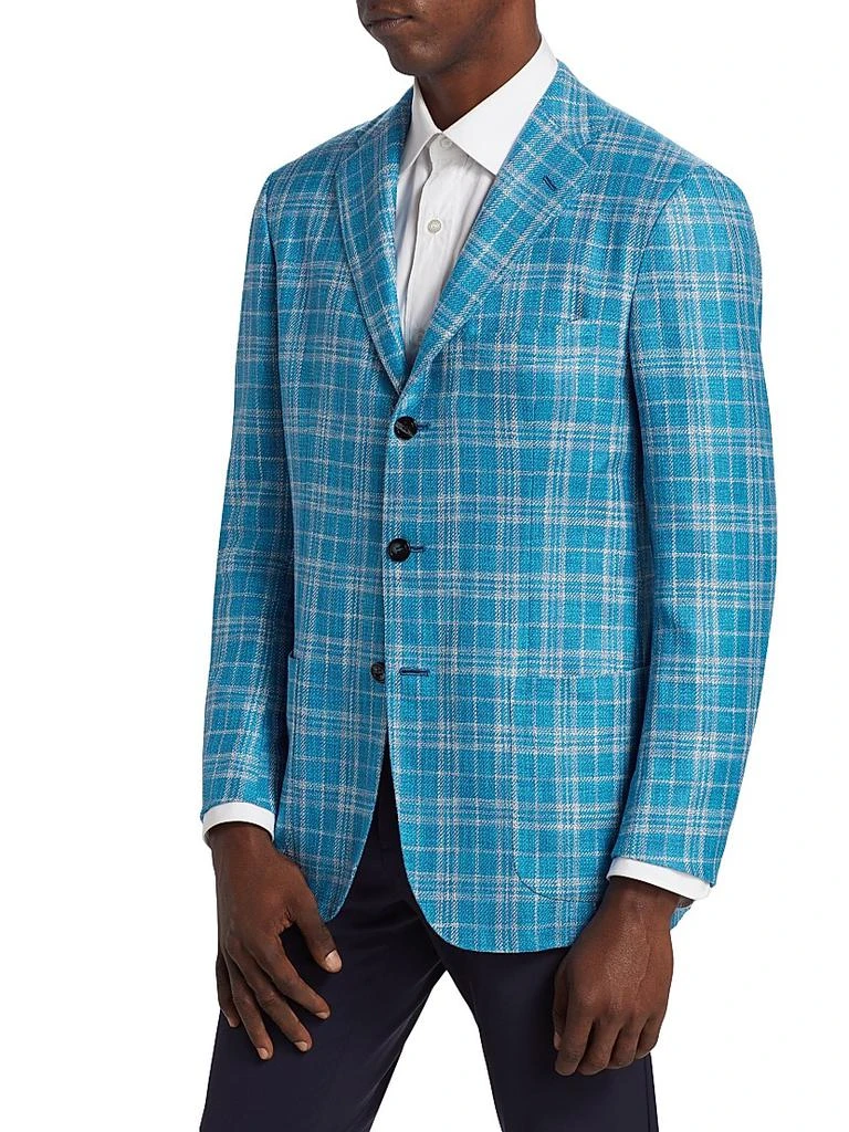Kiton Plaid Silk-Blend Three-Button Sport Coat 4