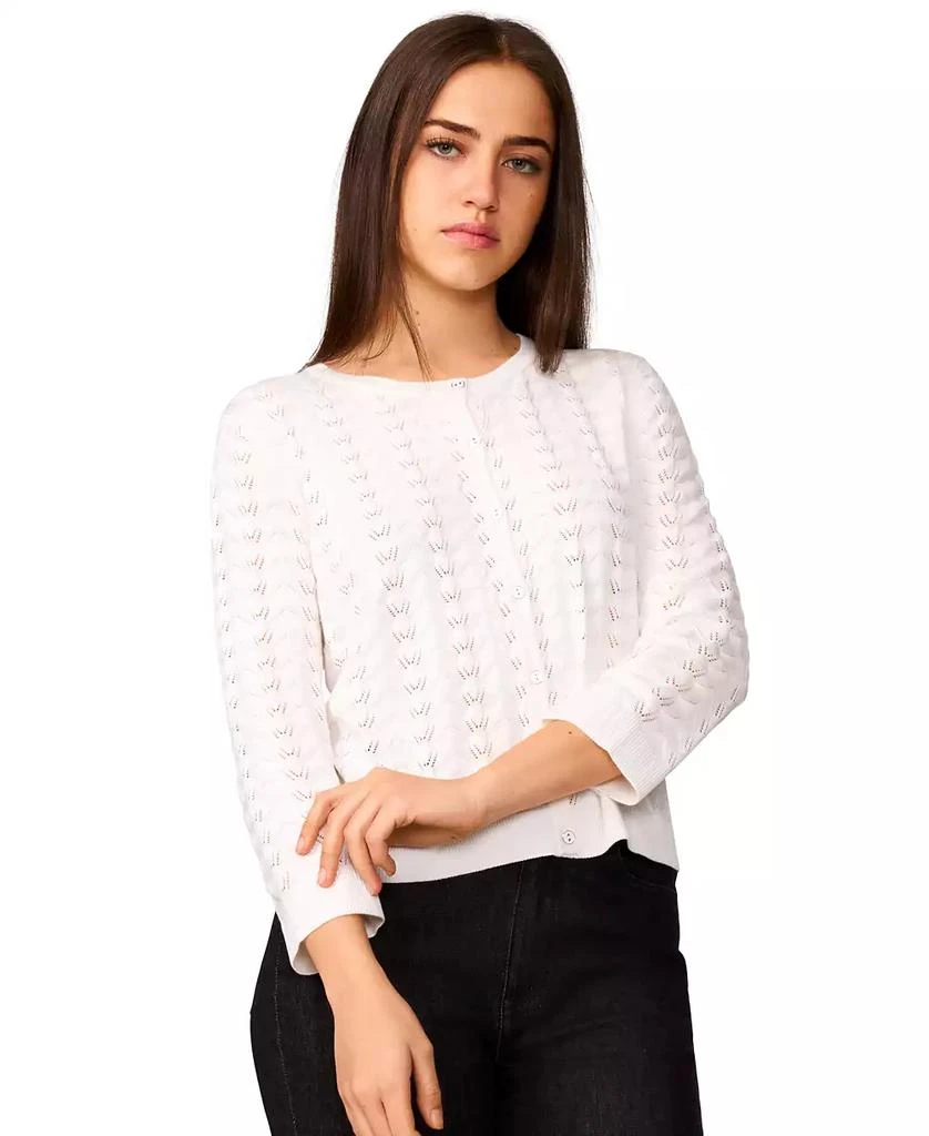 Melissa Paige Women's Pointelle-Knit Crewneck Cardigan 1