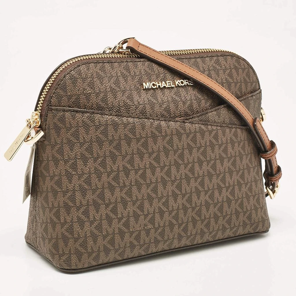 Michael Kors Michael Kors Brown Signature Coated Canvas Medium Dome Crossbody Bag 3