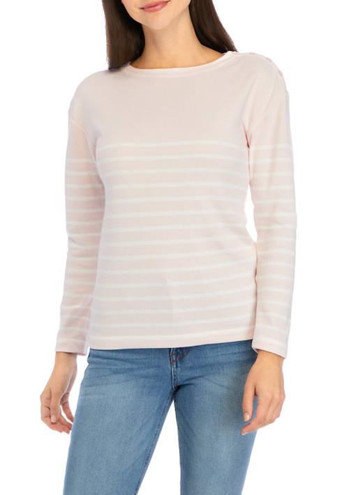 CHAPS Womens Button Shoulder Top