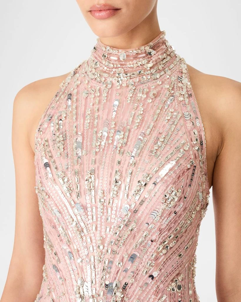 Jenny Packham Rebel Halter Crystal Sequined Mini Dress 5