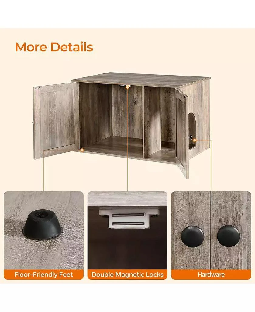 COZITO Litter Box Enclosure Cabinet with Divider, Barn-Style Doors, Hidden Cat Washroom Furniture, Indoor Use 6
