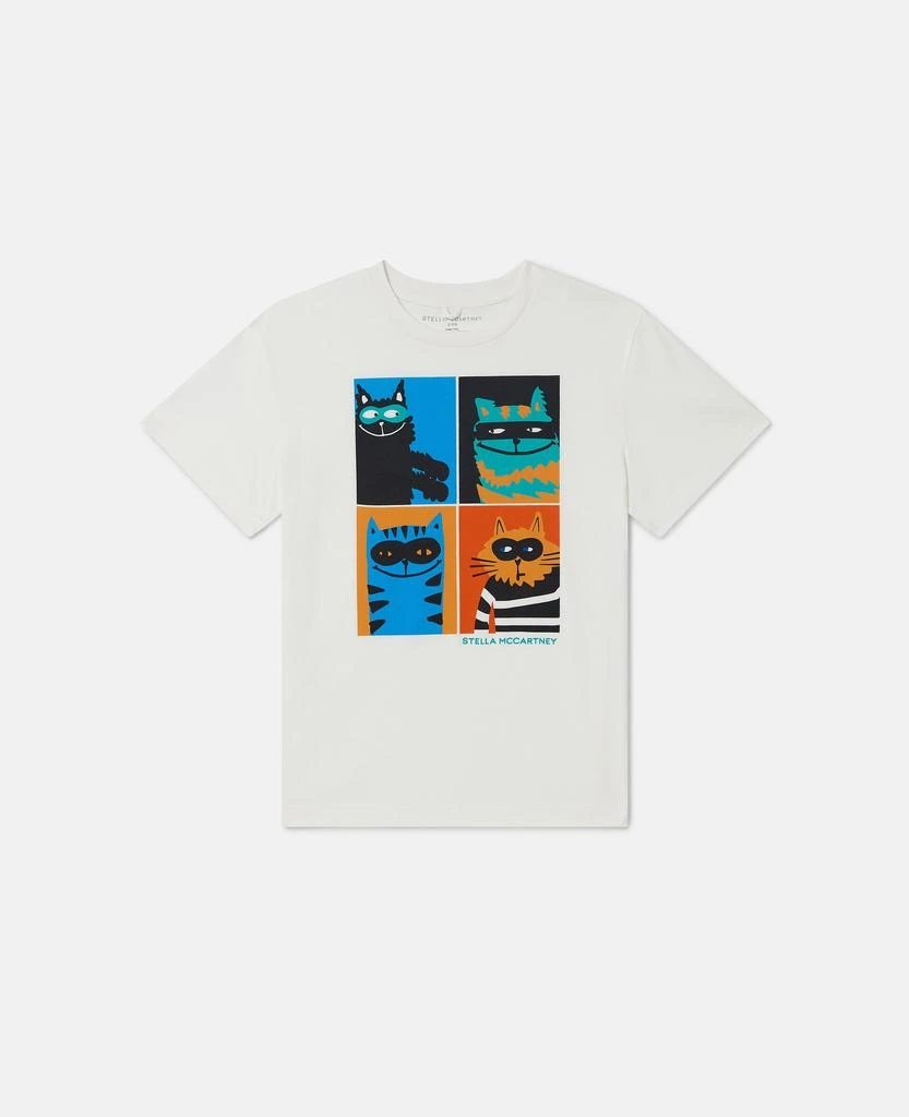 Stella McCartney Stella McCartney - Cats Graphic T-Shirt, Woman, Cream, Size: 3 1
