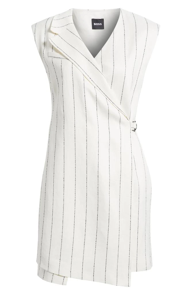 Hugo Boss Dagania Pinstripe Sleeveless Linen Blend Sheath Dress 5