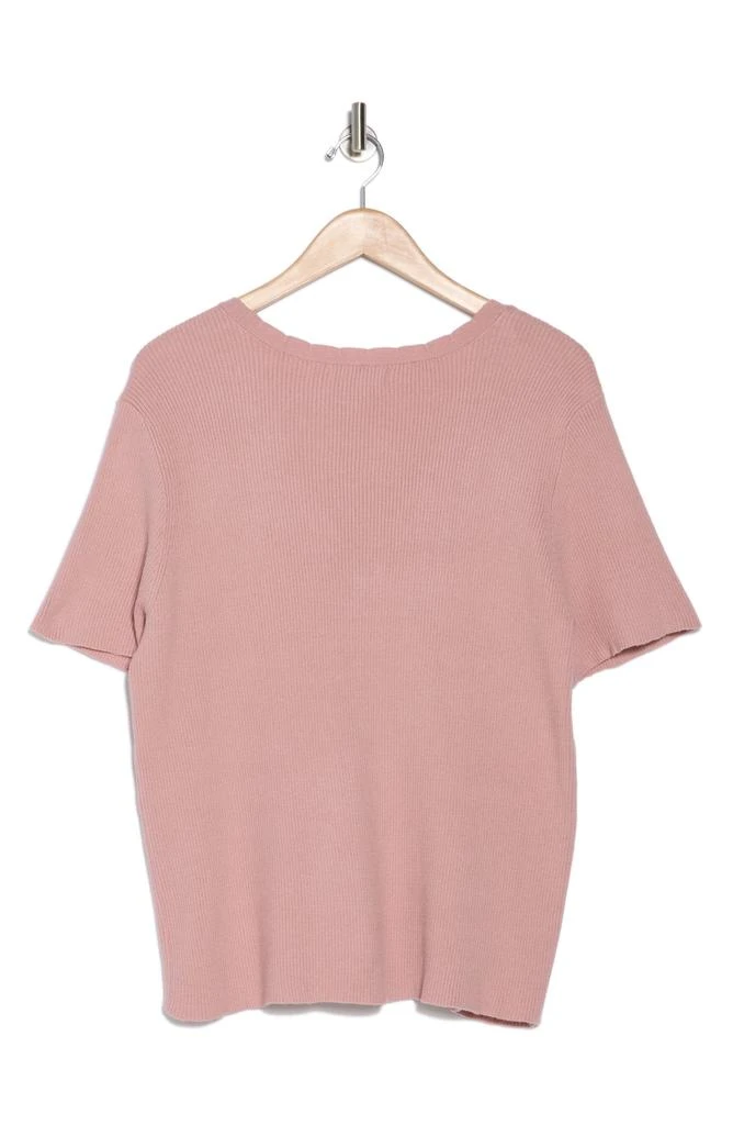 DR2 by Daniel Rainn Scalloped V-Neck Short Sleeve Ribbed Sweater 4