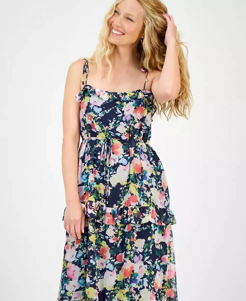 julia jordan Women's Printed Tie-Strap Tiered Maxi Dress 3