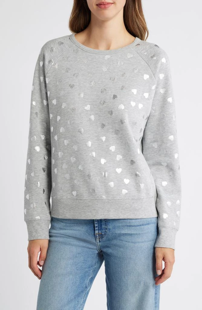 Caslon Heart Foil Print Graphic Sweatshirt 1