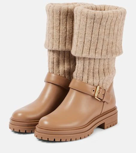 Gianvito Rossi Thurso leather-trimmed sock boots 4