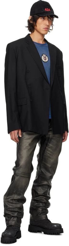 424 Black Slim-Fit Leather Pants 4