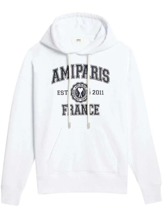 Ami Logo-Print Drawstring Soft Cotton Hoodie 1