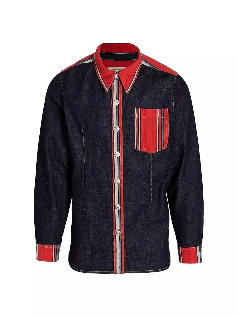 WALES BONNER Two-Tone Denim Shirt 1