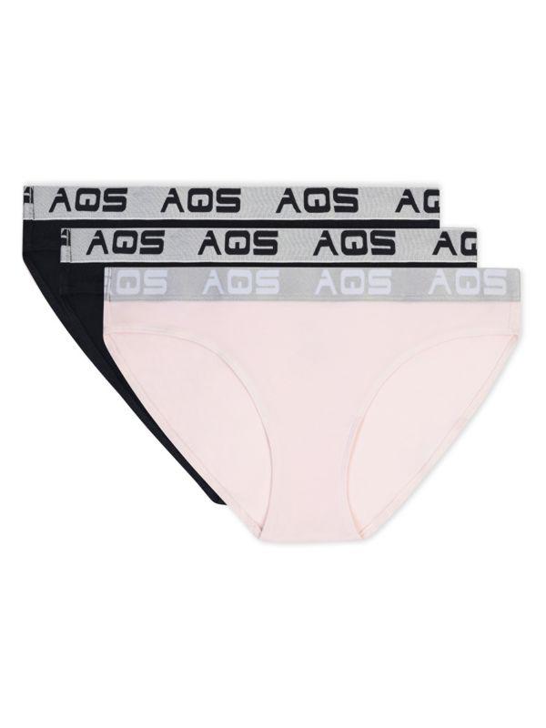 AQS 3-Pack Ribbed Logo Bikini Panties