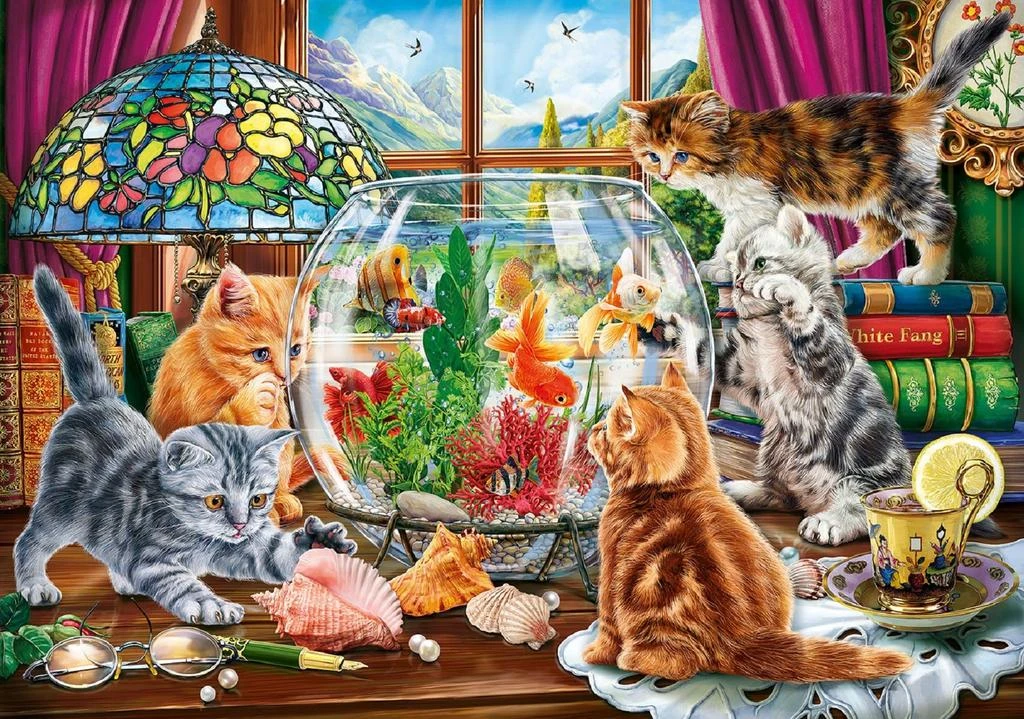 SunsOut Kittens and the Aquarium 500 piece Jigsaw Puzzle for Adults Large Pieces 3