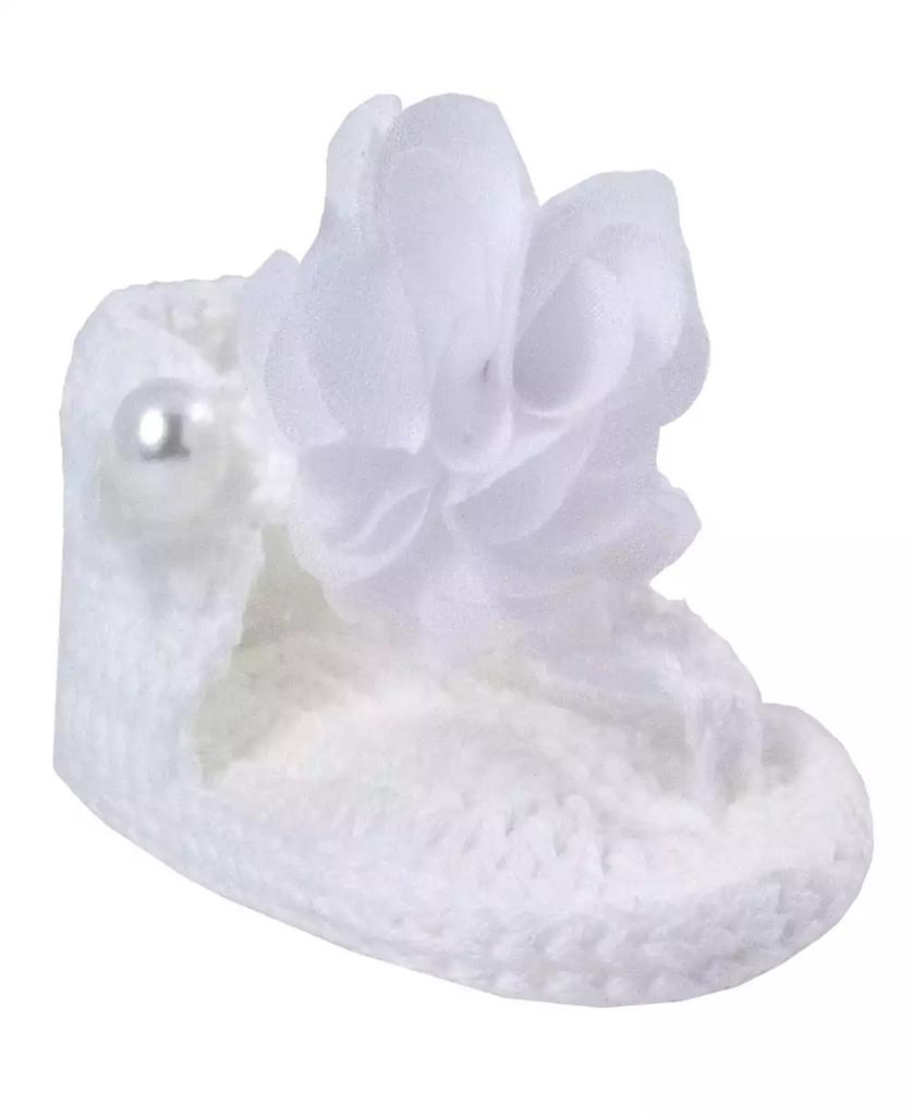 Baby Deer Baby Girls Crochet Thong Sandal with Flower