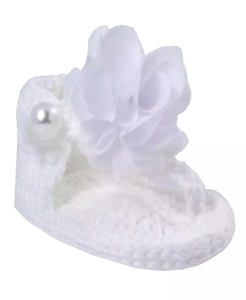 Baby Deer Baby Girls Crochet Thong Sandal with Flower 1