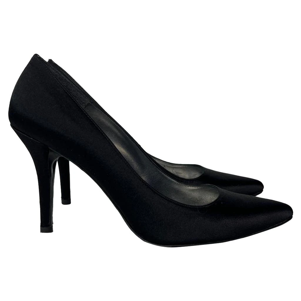 Stuart Weitzman Pointed Toe Pumps in Black Satin 1