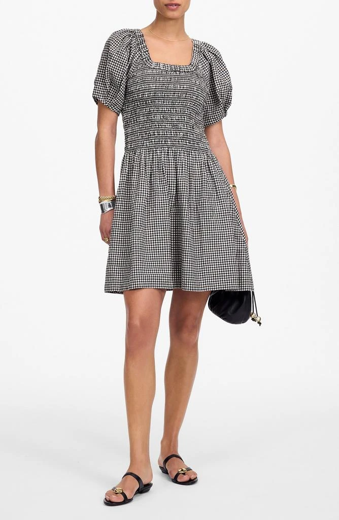 Madewell Gingham Smocked Linen Blend Mini Sundress