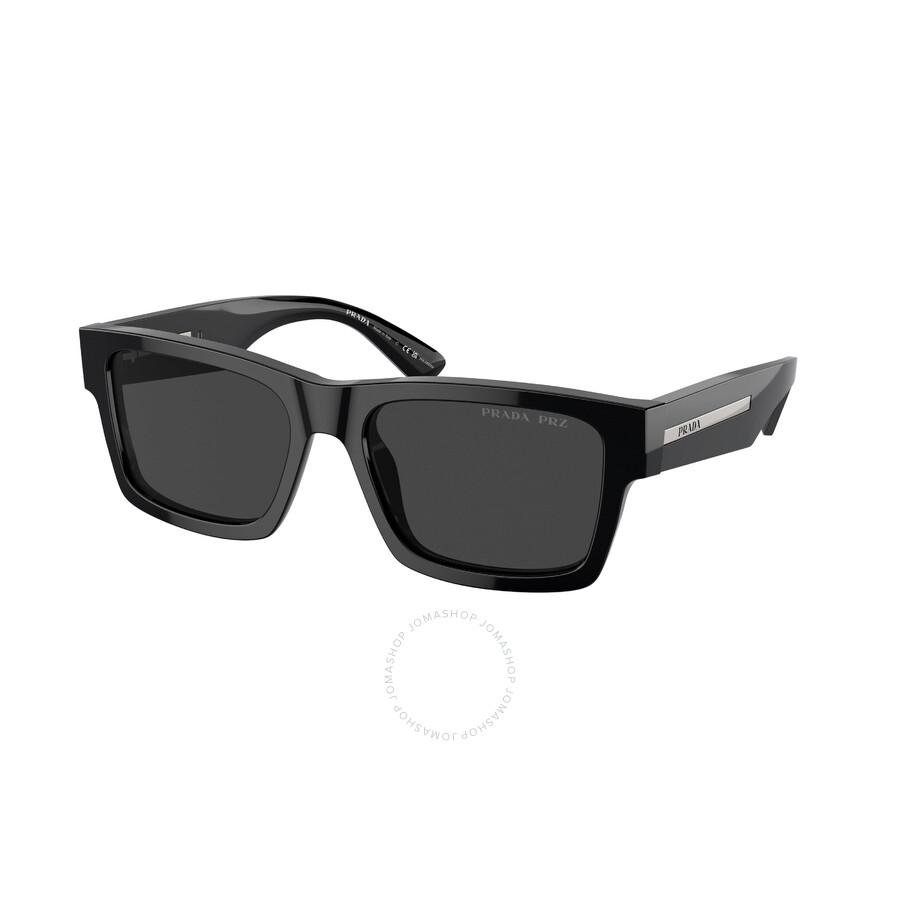 Prada Open Box - Prada Polarized Black Square Men's Sunglasses PR 25ZS 1AB08G 56