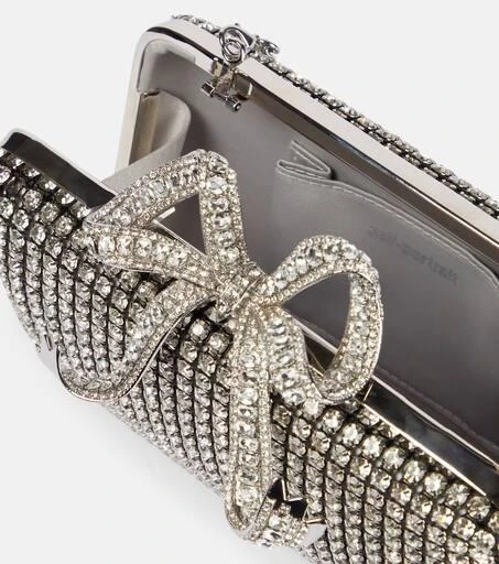 Self Portrait Bow Small crystal-embellished clutch 3