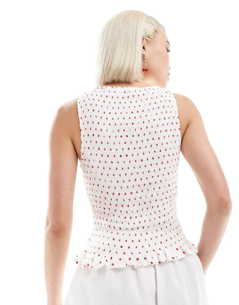 Motel Motel Exclusive birita shirred vest top in red polka dot 4