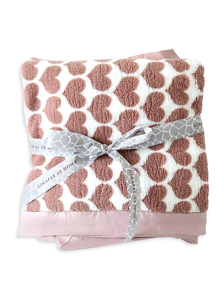 Little Giraffe Heart Satin-Trimmed Throw Blanket 1