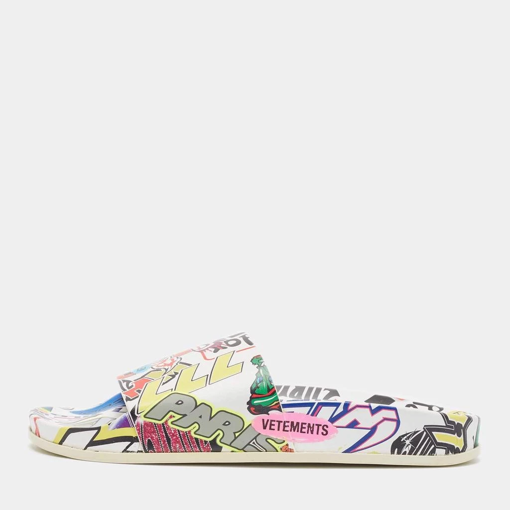 Vetements Vetements Multicolor Sticker Print Leather Pool Slides Size 36 1