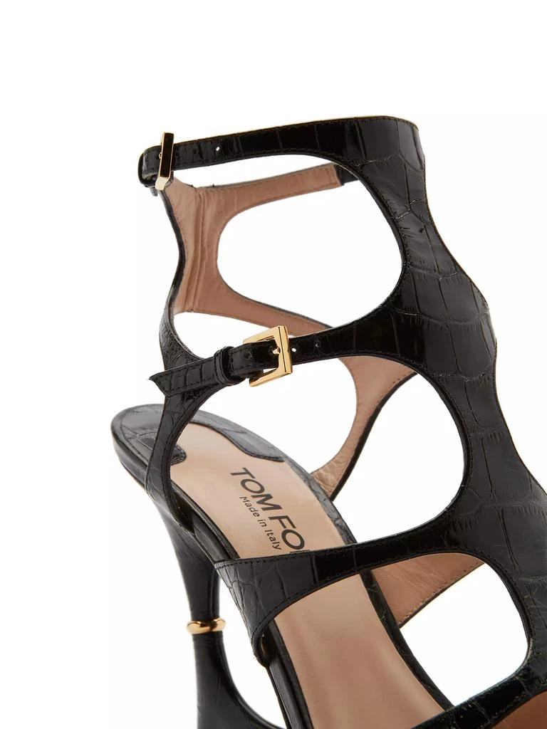 Tom Ford Paradis 105MM Crocodile-Embossed Leather Wedge Sandals 5