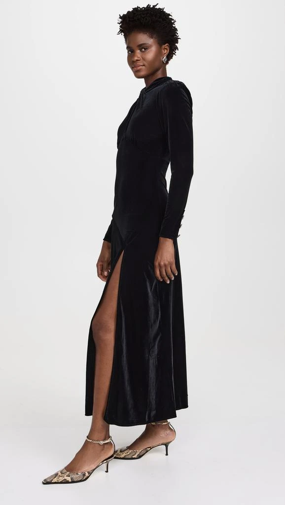 ganni black velvet dress Demitasse Velvet Sequins Straight Midi Dress