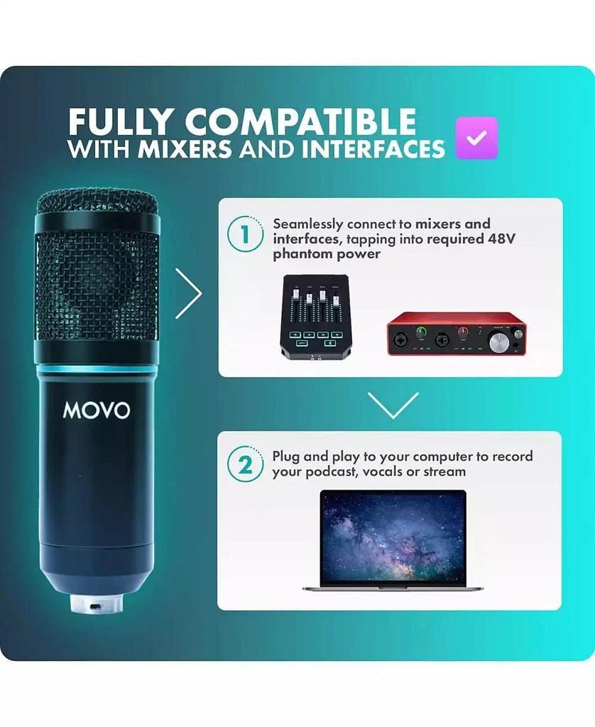 Movo Photo 2-Pack Universal Cardioid Podcasting Microphone Bundle with Articulating Scissor Arm and Pop Filter 4