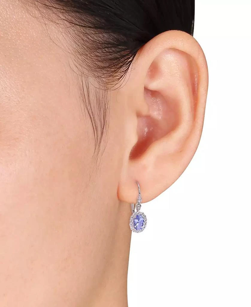 Macy's Tanzanite, Topaz and Diamond Accent Vintage-Like Halo Earrings in 14K White Gold 2