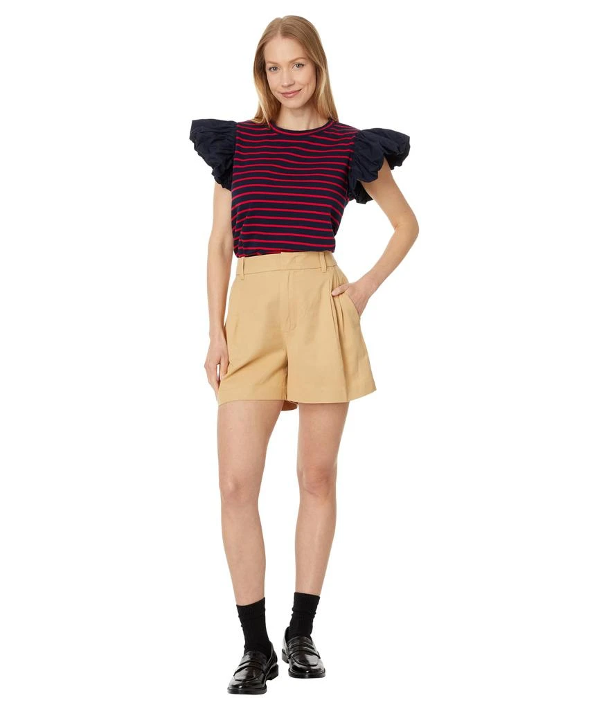 English Factory Stripe Knit with Poplin Puff Sleeve Top 4