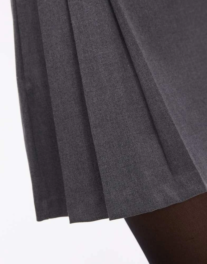Mango Mango pinstripe pleated mini skirt in grey 5
