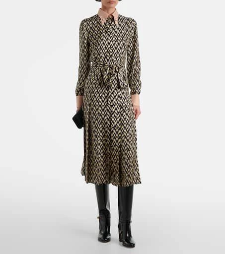 Valentino Toute La V silk twill shirt dress 2