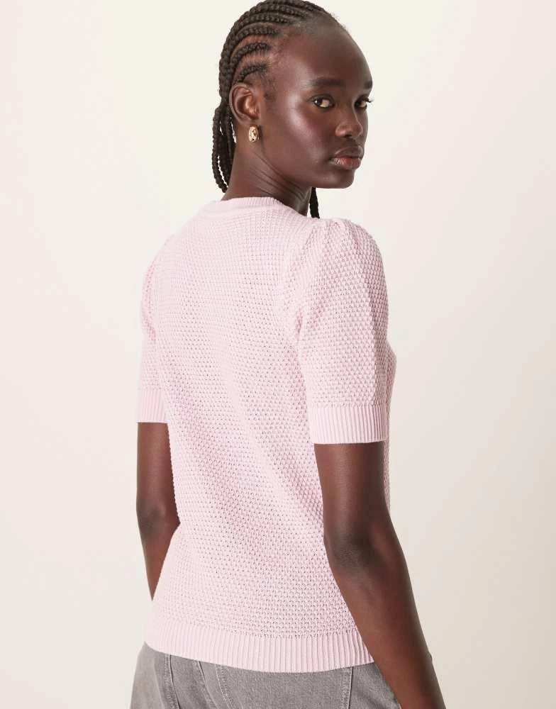 Vila Vila short sleeve textured knitted t-shirt in orchid pink 4
