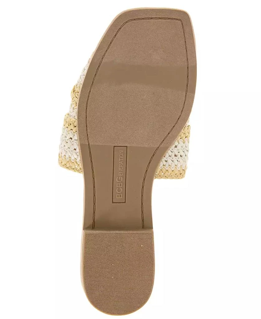 BCBG Women's Lileen Slip-On Woven Raffia Flat Sandals 5