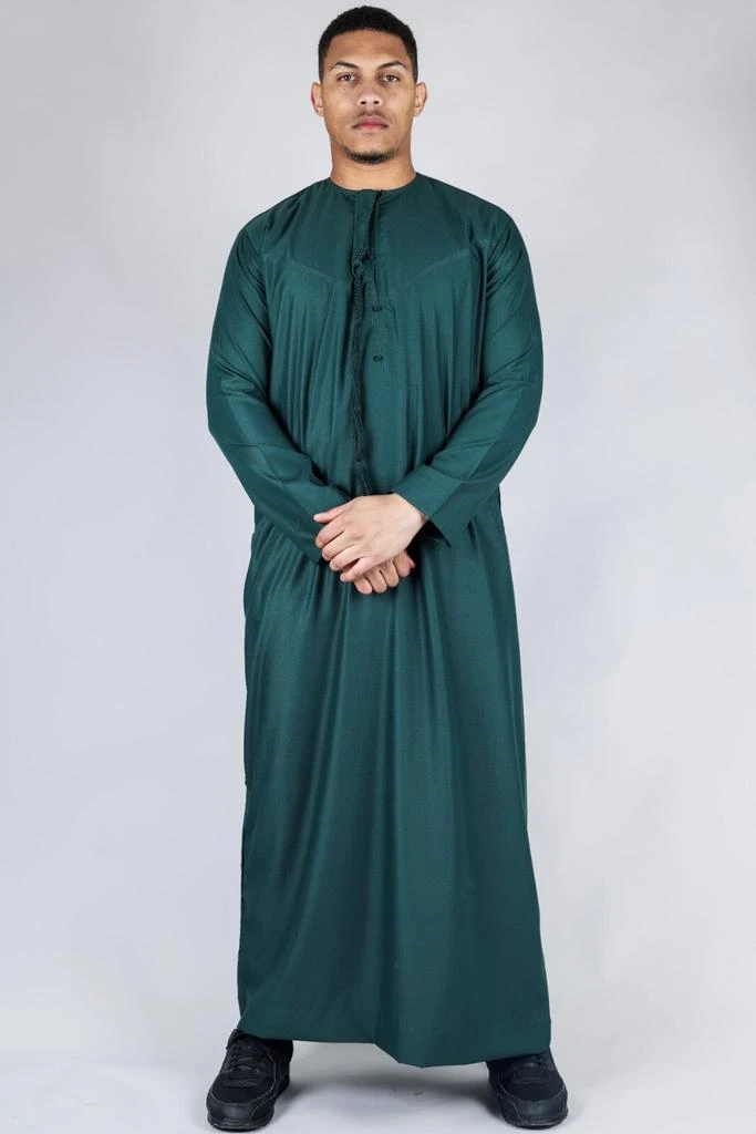 Arabic Thobes Men
s Green Thobe Emirati Islamic Jubba Robe Eid Tassel Regular Fit