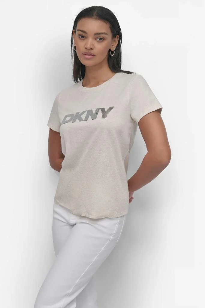 DKNY SEQUIN LOGO CREW NECK TEE 5