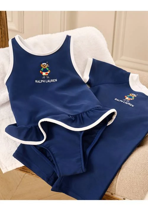 Ralph Lauren Lauren Childrenswear  Baby Girls Polo Bear Ruffled One Piece Swimsuit 4